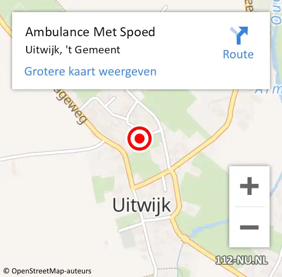 Locatie op kaart van de 112 melding: Ambulance Met Spoed Naar Uitwijk, 't Gemeent op 20 maart 2018 12:39