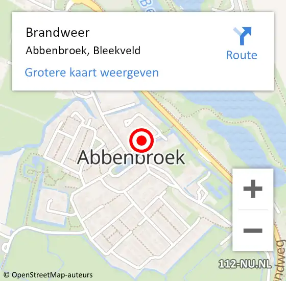 Locatie op kaart van de 112 melding: Brandweer Abbenbroek, Bleekveld op 20 maart 2018 13:01