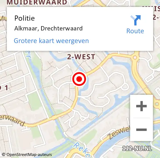 Locatie op kaart van de 112 melding: Politie Alkmaar, Drechterwaard op 20 maart 2018 13:03