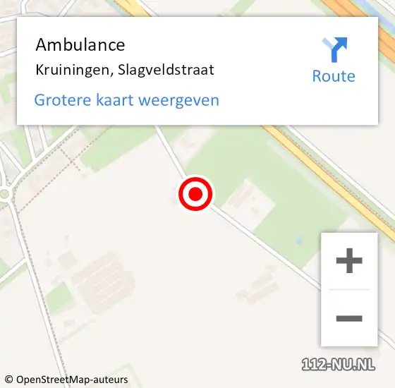 Locatie op kaart van de 112 melding: Ambulance Kruiningen, Slagveldstraat op 20 maart 2018 13:19