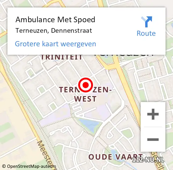 Locatie op kaart van de 112 melding: Ambulance Met Spoed Naar Terneuzen, Dennenstraat op 20 maart 2018 14:12