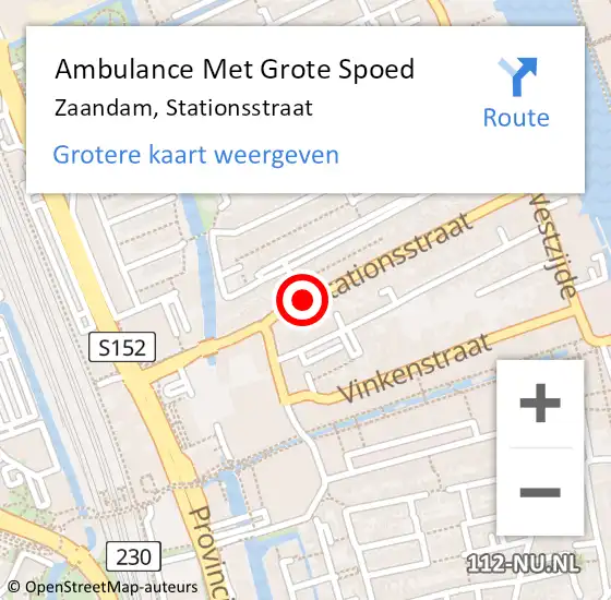 Locatie op kaart van de 112 melding: Ambulance Met Grote Spoed Naar Zaandam, Stationsstraat op 20 maart 2018 15:38