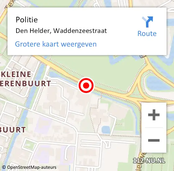 Locatie op kaart van de 112 melding: Politie Den Helder, Waddenzeestraat op 20 maart 2018 15:51