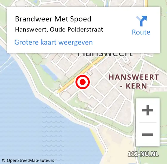 Locatie op kaart van de 112 melding: Brandweer Met Spoed Naar Hansweert, Oude Polderstraat op 19 februari 2014 17:17