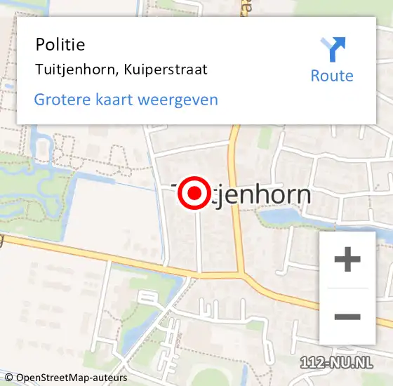 Locatie op kaart van de 112 melding: Politie Tuitjenhorn, Kuiperstraat op 20 maart 2018 16:06