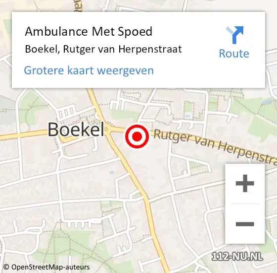 Locatie op kaart van de 112 melding: Ambulance Met Spoed Naar Boekel, Rutger van Herpenstraat op 20 maart 2018 16:12