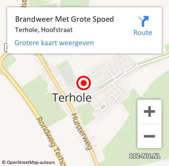 Locatie op kaart van de 112 melding: Brandweer Met Grote Spoed Naar Terhole, Hoofstraat op 19 februari 2014 17:29