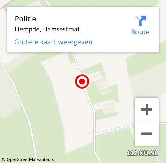 Locatie op kaart van de 112 melding: Politie Liempde, Hamsestraat op 20 maart 2018 17:29