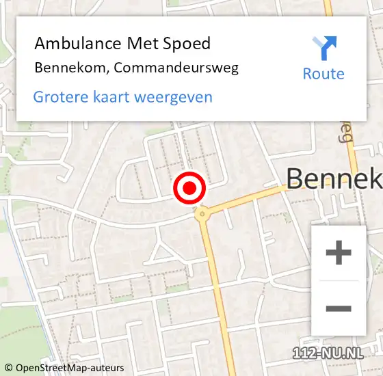 Locatie op kaart van de 112 melding: Ambulance Met Spoed Naar Bennekom, Commandeursweg op 20 maart 2018 17:38