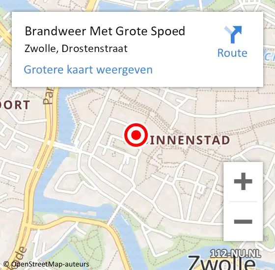 Locatie op kaart van de 112 melding: Brandweer Met Grote Spoed Naar Zwolle, Drostenstraat op 20 maart 2018 17:46