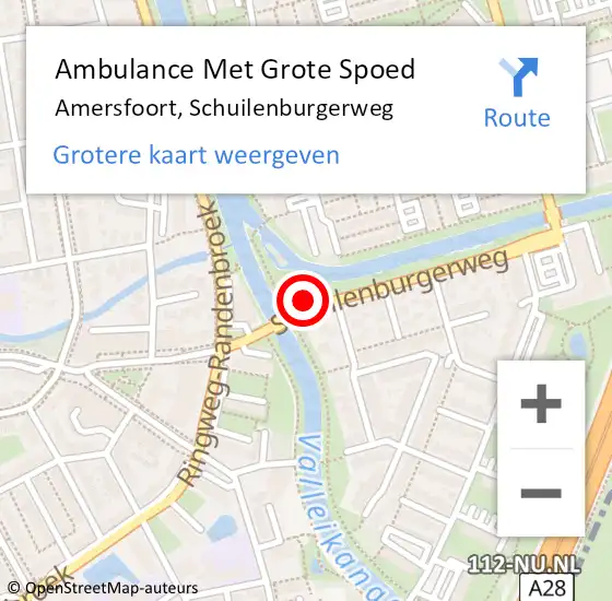 Locatie op kaart van de 112 melding: Ambulance Met Grote Spoed Naar Amersfoort, Schuilenburgerweg op 20 maart 2018 19:03