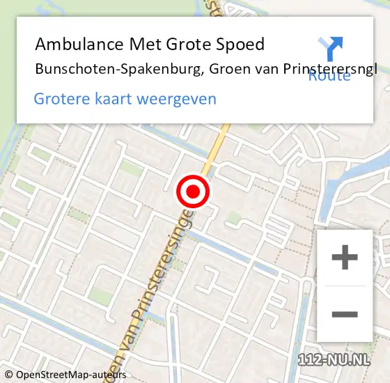 Locatie op kaart van de 112 melding: Ambulance Met Grote Spoed Naar Bunschoten-Spakenburg, Groen van Prinsterersngl op 20 maart 2018 20:47