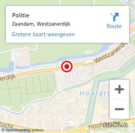 Locatie op kaart van de 112 melding: Politie Zaandam, Westzanerdijk op 20 maart 2018 20:49