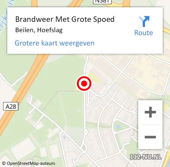 Locatie op kaart van de 112 melding: Brandweer Met Grote Spoed Naar Beilen, Hoefslag op 20 maart 2018 21:02