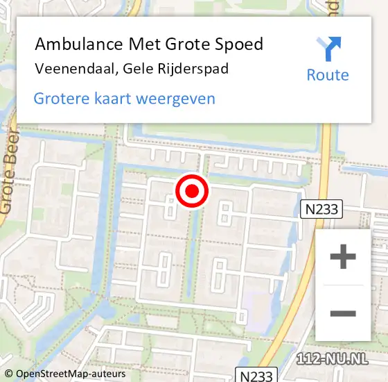 Locatie op kaart van de 112 melding: Ambulance Met Grote Spoed Naar Veenendaal, Gele Rijderspad op 20 maart 2018 21:54