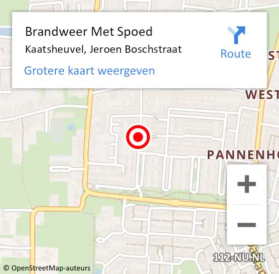 Locatie op kaart van de 112 melding: Brandweer Met Spoed Naar Kaatsheuvel, Jeroen Boschstraat op 21 maart 2018 00:38