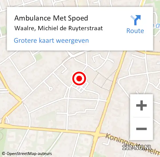 Locatie op kaart van de 112 melding: Ambulance Met Spoed Naar Waalre, Michiel de Ruyterstraat op 21 maart 2018 01:29