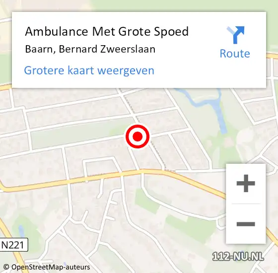 Locatie op kaart van de 112 melding: Ambulance Met Grote Spoed Naar Baarn, Bernard Zweerslaan op 21 maart 2018 01:42