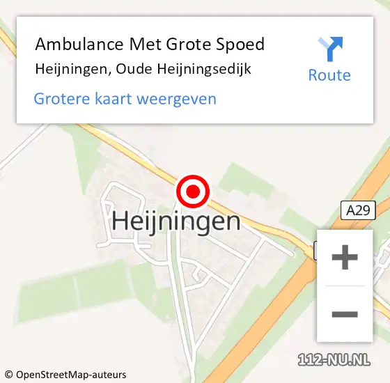 Locatie op kaart van de 112 melding: Ambulance Met Grote Spoed Naar Heijningen, Oude Heijningsedijk op 23 september 2013 05:56