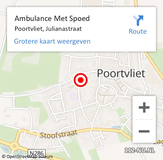 Locatie op kaart van de 112 melding: Ambulance Met Spoed Naar Poortvliet, Julianastraat op 21 maart 2018 05:18