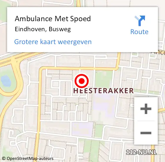 Locatie op kaart van de 112 melding: Ambulance Met Spoed Naar Eindhoven, Busweg op 21 maart 2018 05:31