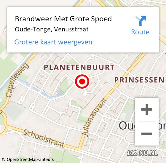 Locatie op kaart van de 112 melding: Brandweer Met Grote Spoed Naar Oude-Tonge, Venusstraat op 21 maart 2018 06:10