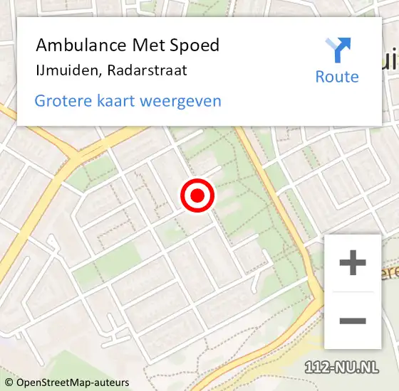Locatie op kaart van de 112 melding: Ambulance Met Spoed Naar IJmuiden, Radarstraat op 21 maart 2018 06:43
