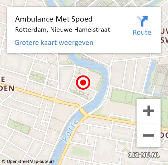 Locatie op kaart van de 112 melding: Ambulance Met Spoed Naar Rotterdam, Nieuwe Hamelstraat op 21 maart 2018 06:48