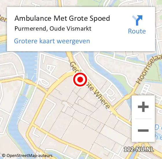 Locatie op kaart van de 112 melding: Ambulance Met Grote Spoed Naar Purmerend, Oude Vismarkt op 21 maart 2018 06:53