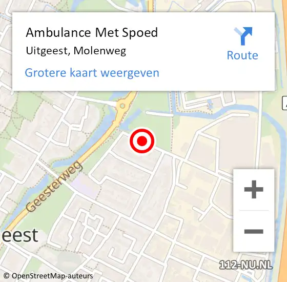 Locatie op kaart van de 112 melding: Ambulance Met Spoed Naar Uitgeest, Molenweg op 21 maart 2018 07:09