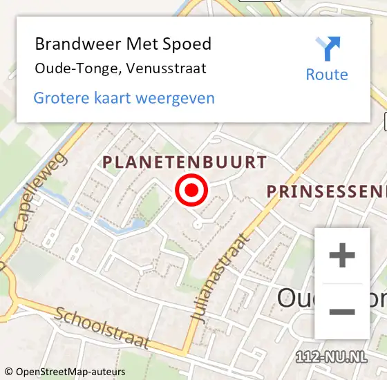 Locatie op kaart van de 112 melding: Brandweer Met Spoed Naar Oude-Tonge, Venusstraat op 21 maart 2018 07:14