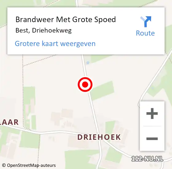 Locatie op kaart van de 112 melding: Brandweer Met Grote Spoed Naar Best, Driehoekweg op 21 maart 2018 07:33