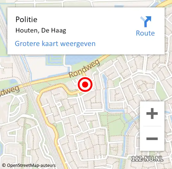 Locatie op kaart van de 112 melding: Politie Houten, De Haag op 21 maart 2018 07:37