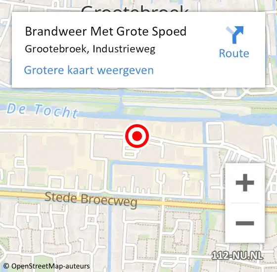 Locatie op kaart van de 112 melding: Brandweer Met Grote Spoed Naar Grootebroek, Industrieweg op 21 maart 2018 07:46