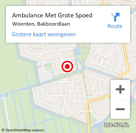 Locatie op kaart van de 112 melding: Ambulance Met Grote Spoed Naar Woerden, Bakboordlaan op 21 maart 2018 07:49