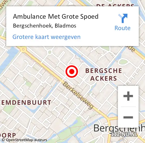 Locatie op kaart van de 112 melding: Ambulance Met Grote Spoed Naar Bergschenhoek, Bladmos op 21 maart 2018 07:54