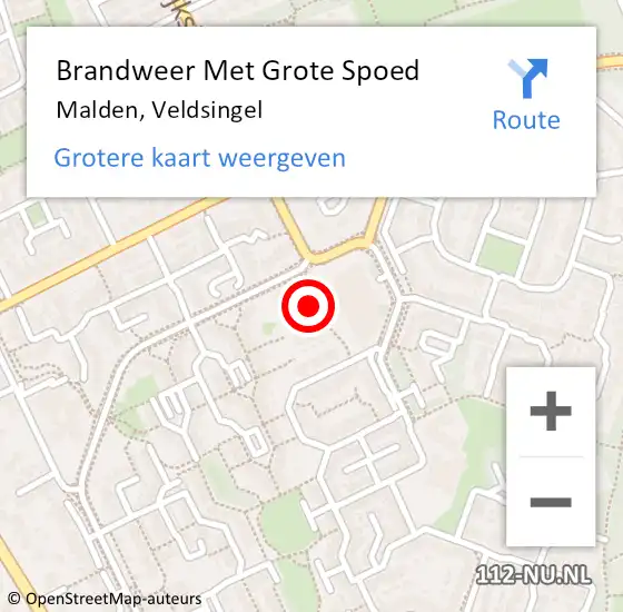 Locatie op kaart van de 112 melding: Brandweer Met Grote Spoed Naar Malden, Veldsingel op 21 maart 2018 09:42