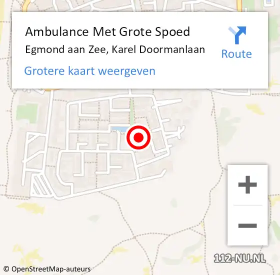 Locatie op kaart van de 112 melding: Ambulance Met Grote Spoed Naar Egmond aan Zee, Karel Doormanlaan op 23 september 2013 06:07