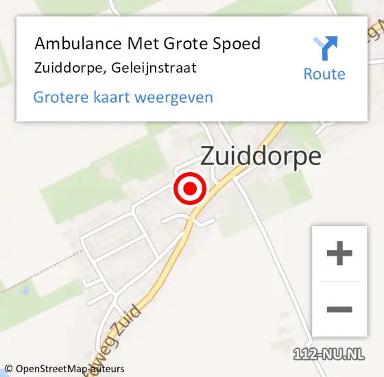 Locatie op kaart van de 112 melding: Ambulance Met Grote Spoed Naar Zuiddorpe, Geleijnstraat op 21 maart 2018 11:09