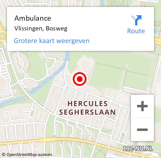 Locatie op kaart van de 112 melding: Ambulance Vlissingen, Bosweg op 21 maart 2018 11:22