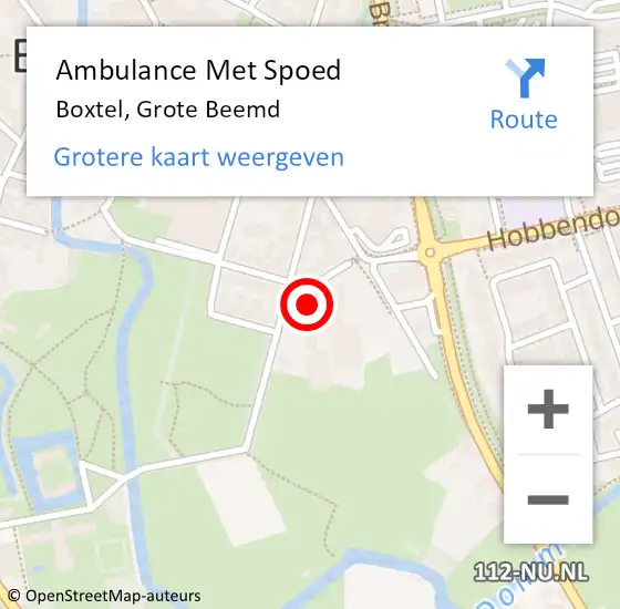 Locatie op kaart van de 112 melding: Ambulance Met Spoed Naar Boxtel, Grote Beemd op 21 maart 2018 11:47