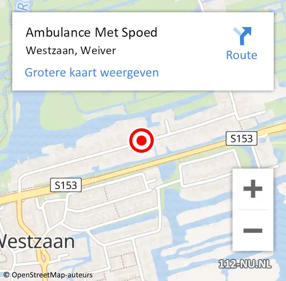 Locatie op kaart van de 112 melding: Ambulance Met Spoed Naar Westzaan, Weiver op 21 maart 2018 11:52