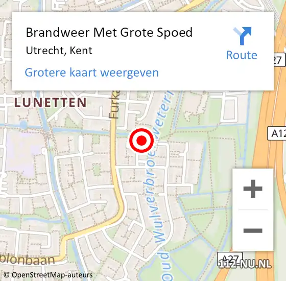 Locatie op kaart van de 112 melding: Brandweer Met Grote Spoed Naar Utrecht, Kent op 19 februari 2014 18:47