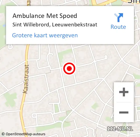 Locatie op kaart van de 112 melding: Ambulance Met Spoed Naar Sint Willebrord, Leeuwenbekstraat op 21 maart 2018 12:15