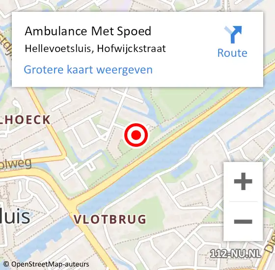 Locatie op kaart van de 112 melding: Ambulance Met Spoed Naar Hellevoetsluis, Hofwijckstraat op 21 maart 2018 12:19