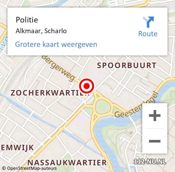 Locatie op kaart van de 112 melding: Politie Alkmaar, Scharlo op 21 maart 2018 12:22