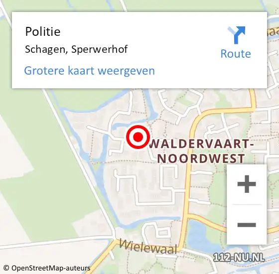 Locatie op kaart van de 112 melding: Politie Schagen, Sperwerhof op 21 maart 2018 12:31