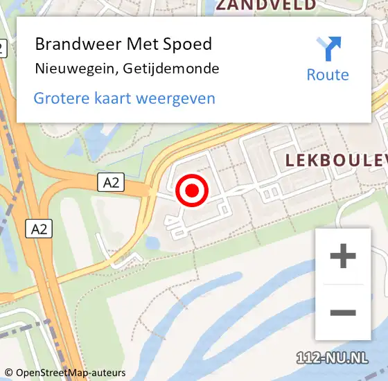 Locatie op kaart van de 112 melding: Brandweer Met Spoed Naar Nieuwegein, Getijdemonde op 21 maart 2018 13:17