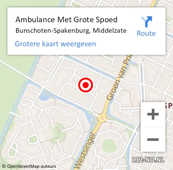 Locatie op kaart van de 112 melding: Ambulance Met Grote Spoed Naar Bunschoten-Spakenburg, Middelzate op 19 februari 2014 19:03