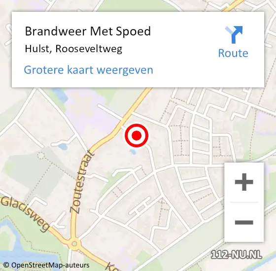 Locatie op kaart van de 112 melding: Brandweer Met Spoed Naar Hulst, Rooseveltweg op 21 maart 2018 13:42